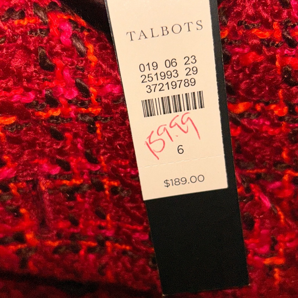 Talbots Women's Vibrant Red Tweed Pea Coat size 6 NWT - Picture 9 of 9